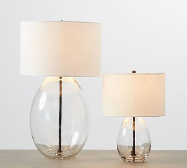 Bennett Recycled Glass Table Lamp | Pottery Barn Small Table Lamps Living Room, Bedside Lamps Bedroom, Boho Bedside Lamp, Bedside Lamps Ideas Bedrooms, Night Stand Lamps, Entryway Lamps, Pottery Barn Lamps, Pottery Barn Table, Bedside Lights Lamps