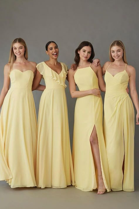 Buttercup Bridesmaid Dresses, Buttercup Yellow Bridesmaid Dresses, Yellow Bridesmaid Dress Long, Pastel Yellow Bridesmaid Dresses, Pale Yellow Bridesmaid Dresses, Pale Yellow Weddings, Yellow Bridesmaid Dress, Dresses For A Wedding, Bridesmaids Outfits