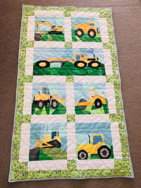 Tractor Quilt, Kid Quilts Patterns, Car Quilt, Boys Quilt Patterns, Quilt Big, Kids Quilts, Paper Pieced Quilt Patterns, Paper Quilt, Road Work