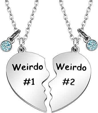 Amazon.com: Maxforever Friendship Gift, Weirdo 1 Weirdo 2 Split Heart Stainless Steel Pendant Necklaces BFF Gift for Best Friend (Blue Crystal): Clothing, Shoes & Jewelry Best Friend Sleepover, Bff Activities, Online Bestie, Friend Sleepover, Bff Clothes, Cute Birthday Presents, Bff Cases, Bff Iphone Cases, Bestie Gift Ideas