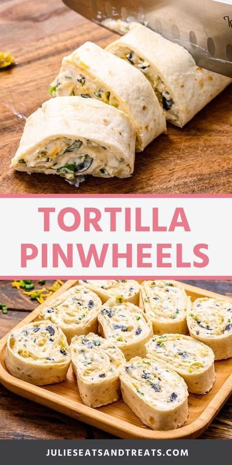 Looking for a quick appetizer for the holidays or a summer party? These Tortilla Pinwheels are delicious and easy to make ahead of time. The creamy filling rolled up in a tortilla is bursting with flavor. Make these Tortilla Pinwheels today! #appetizer #recipe Pinwheel Appetizers Cream Cheese, Appetizers Cream Cheese, Tortilla Rollups, Tortilla Pinwheels Recipe, Cream Cheese Pinwheels, Tortilla Pinwheels, Pin Wheels, Small Bites Appetizers, Appetizers For A Party