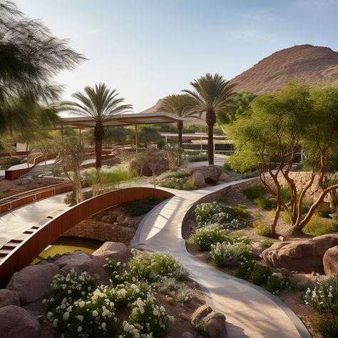 Generated with Midjourney Arid Architecture, Utah Architecture, Oman Architecture, Indonesia Village, Dessert Landscape, Dessert Landscaping, Biophilic Architecture, Scandinavian Forest, Desert Resort