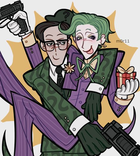 (99+) two baddies batman pulled out💥 – @m0r11o on Tumblr Joker Fanart Cute, Joker X Batman Fanart, Gotham Rogues, Dc Joker, Edward Nygma, Batman Stuff, Dc Villains, Tim Drake, Fingers Crossed