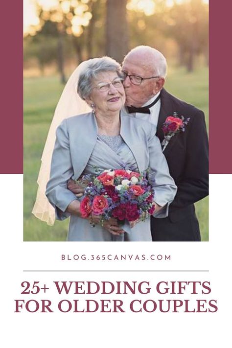 Wedding gift ideas for older couples can be fun! Throw convention away and use our guide to pick gifts that will make them laugh, cry, or cheer! #weddinggiftideas #oldercouples #weddinggifts Wedding Gifts Older Couple, Funny Wedding Gifts For Couple, Weddings For Older Couples, Bridal Shower Gifts For Older Bride, Second Wedding Gift Ideas, Older Couple Wedding Ideas, Wedding Gift For Older Couple, Wedding Present Ideas For Couple, Wedding Ideas For Older Couples