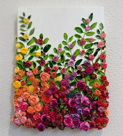 @yummy_floral_paintings on Instagram: "This one is on sale now! Link in bio" 3d Painting Ideas On Canvas, 3d Sculpture Painting, 3d Paint Flowers, 3d Art On Canvas, 3d Floral Art, Impasto Flower Painting, 3d Flower Art, Texture Art Flowers, Textured Art Flowers