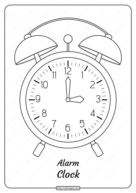 An alarm clock (or sometimes just an alarm) is a clock that is designed to alert an individual or group of individuals at a specified time. #free #printable #alarmclock #clock #coloringpage #drawing #outline Clock Template Free Printable, Clock Decoration Ideas, Alarm Clock Drawing, Clock Outline, Wall Clock Drawing, Homecoming Pants, Clock Drawing, Clock Printable, Clock Decor Ideas