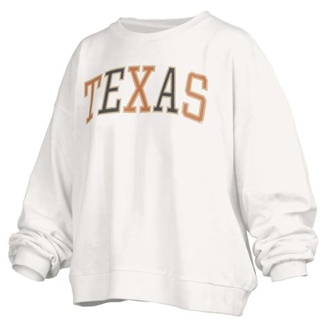 Texas Longhorns Pressbox Women's Janise Waist Length Oversized Pullover Sweatshirt - White Texas A&m, Texas Longhorns, Oversized Pullover, Oversized Sweatshirt, Waist Length, White Sweatshirt, Pullover Sweatshirt, Oversized Fits, Womens Clothing Tops