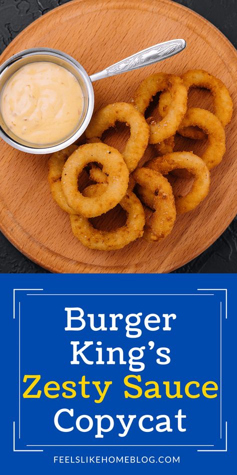 How to make an easy homemade copycat recipe for Burger King's Zesty Horseradish Sauce Recipe. BK's is creamy, quick and simple to make, and you are going to love this DIY version for onion rings, french fries, and even veggies! Copycat Burger King, Burger King Onion Rings, Onion Ring Sauce, Burger King Zesty Sauce, Horseradish Sauce Recipe, French Fry Sauce, Worcestershire Sauce Recipes, How To Make Burgers, Homemade Bbq Sauce Recipe