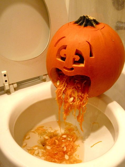 cool+pumpkin+carvings+for+kids | Place your puking pumpkin someplace strategic. Think about all the ... Pumpkin Throwing Up, Puking Pumpkin, Party Decorations Ideas, Halloween Decor Diy, Easy Pumpkin Carving, Halloween Party Decorations, Creative Pumpkins, Zucca Halloween, Halloween Pumpkins Carvings