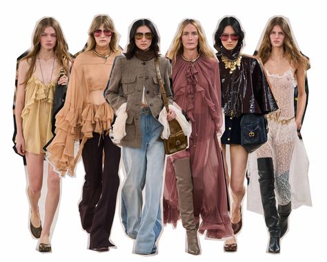 Chloé Fall 2024: boho chic is BACK FOR GOOD! Chloe Boho Chic, Chloe Boho Style, Chloe Winter 2024, Chloe 2024 Fall, Boho Style 2024, 2024 2025 Fashion Trends, Chloe Aesthetic, Boho 2024, Hippy Aesthetic