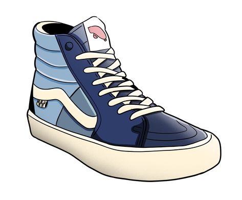 Vans Illustration, High Vans, Shoe Illustration, Vans Shoe, Shoes Illustration, Logo Illustration, Vans Shoes, Top Sneakers, High Top Sneakers