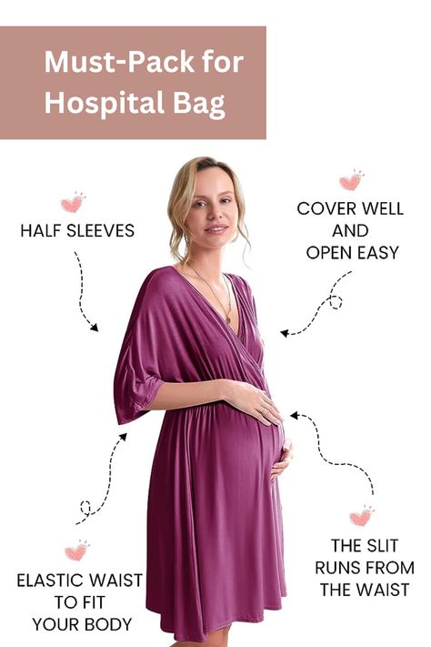 I'm so happy I had this in my hospital bag! It is sooo comfortable for post-partum. Changed into it right after giving birth. It honestly would be great for delivery if you're not getting an epidural (it doesn't open in the back). Looked great for photos too. I've worn it a ton since being home. It makes night feedings easy! #ad Delivery Hospital Gown, Birthing Gown, Delivery Hospital, My Hospital Bag, Nursing Nightgown, Hospital Gown, Labor Delivery, Post Partum, After Giving Birth