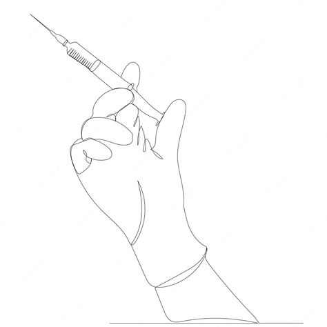 Premium Vector | Vector hand with syringe drawing by one continuous line, sketch Syringe Drawing, Line Sketch, Continuous Line, Vector Hand, 2024 Vision, Line Drawing, Premium Vector, Graphic Resources, Vision Board