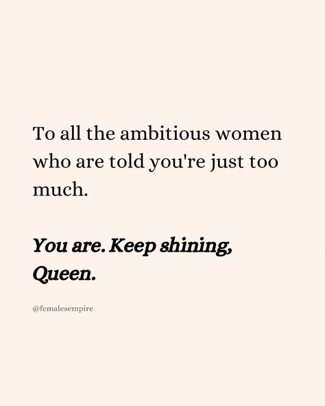 Share with someone who needs to hear this 👑✨ Keep shining, Queen! 👑 ✨ LIKE, SAVE and SHARE to show us a little love 💕 . . FOLLOW @femalesempire for more motivational & female empowering content @femalesempire @femalesempire . . #womenempowerment #selflove #motivation #womenempoweringwomen #womenpower #girlboss #strongwomen #inspiration #bossbabes #girlpower #empoweringwomen #quotes #womenentrepreneurs #girls #motivationalquotes #mindset Mean Girl Quotes Dealing With, Empowering Girl Quotes, Womanhood Quotes, Girlboss Quotes, Shine Quotes, Mean Girl Quotes, Selflove Motivation, Keep Shining, Empowering Girls