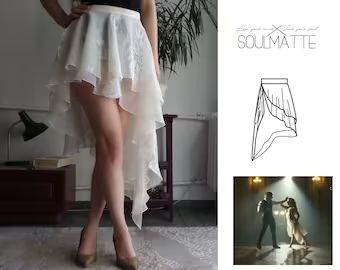 Underskirt Pattern, Asymmetrical Skirt Pattern Sewing, Layered Skirt Pattern, Asymmetrical Skirt Pattern, Sewing Skirts Patterns, Bridal Bodysuit, Tulle Underskirt, Bodysuit And Skirt, High Waist Short