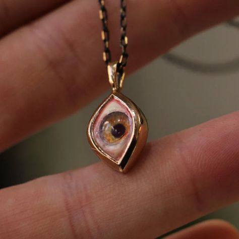 Delicate Hazel Eye Necklace, Evil Eye Pendant, 925 Silver Necklace, Handmade Eye Jewelry, Bead Eye Necklace, Gift for Her, Realistic Jewelry - Etsy Turkey Acotar Party, Outfit Dump, Eyes Necklace, Necklace Evil Eye, Custom Eyes, Sparkly Things, For Her, Hazel Eyes, Eye Pendant