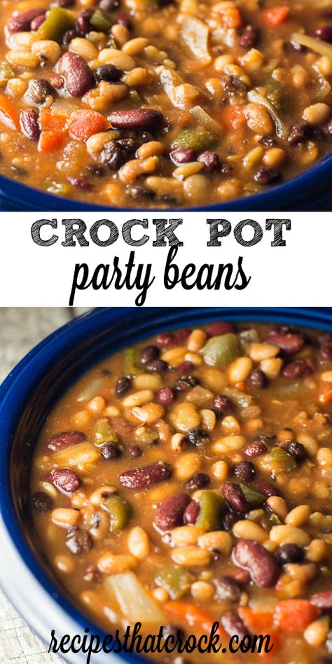 5 Bean Casserole Crock Pot, Best Bean Recipes Crock Pot, Slow Cooker Garbanzo Bean Recipes, Jacobs Cattle Bean Recipes, Pot Of Beans Recipe, Fancy Baked Beans, Mixed Beans In Crockpot, Multi Bean Chili Recipe, Bean Mix Recipe