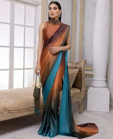 Nilofer Shahid, Plain Chiffon Saree, Shaded Saree, Saree Petticoat, Kanjivaram Sarees Silk, Tissue Silk Saree, India Style, Indian Saree Blouse, Indian Saree Blouses Designs