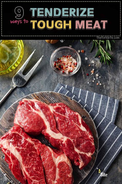 Learn a few tricks on how to tenderize meat like beef, steak so that you can buy them safely in the knowledge that it will be tender when you come to eat it. How To Tenderize Tough Steak, Tenderize Meat How To, Tenderizer For Steak, Meat Tenderizer Recipe Beef, Steak Tenderizer Recipes, How To Make Meat Tender, Tender Steak Tips, How To Tenderize Sirloin Steak, How To Make A Tender Steak