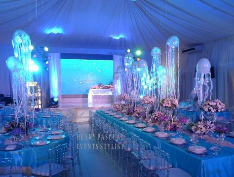 Mermaid Playroom, Sweet 15 Themes, Sea Wedding Theme, Debutante Party, Underwater Wedding, Philippine Wedding, Aquarium Wedding, Ocean Birthday Party, Prom Themes