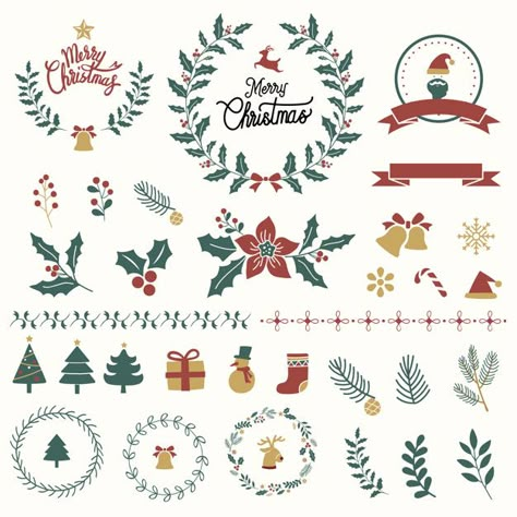 Set of christmas design elements vector Free Vector Immagini Grinch, Merry Christmas Greetings, Christmas Banners, Christmas Tree Design, Black Christmas, Vintage Christmas Cards, Christmas Illustration, Christmas Vectors, Design Set