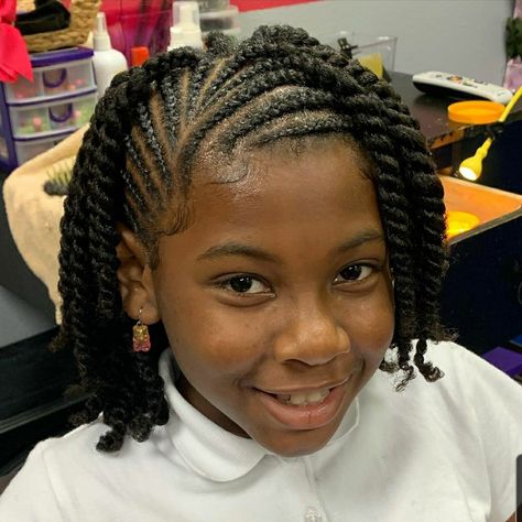 Cornrows And Twists On Natural Hair, Kids Hairstyles Twists, Girls Two Strand Twist Kids, Two Strand Twist Kids Girl Hairstyles, Black Quick Hairstyles, 2 Twist Braids Hairstyles, Cornrow Styles For Girls Black Kids, Toddler Girl Cornrow Hairstyles, Hairstyles For Black Kids Natural