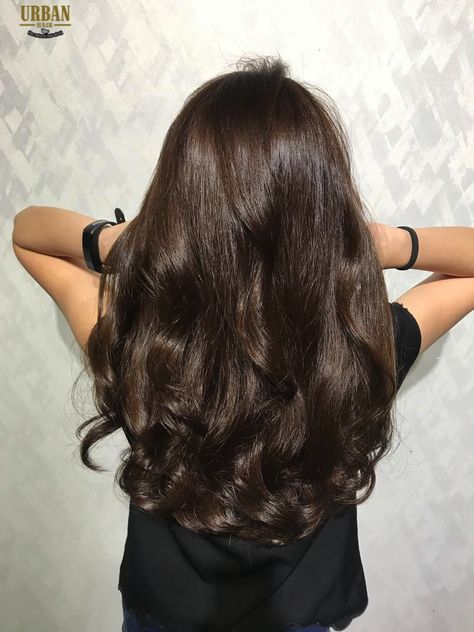 Digital Perm ~ Korean Wave Perm ~ Caramel Brown Natural Hair Color Caramel Brown Natural Hair, Perm Brown Hair, Korean Perm Medium Wavy Hair, Brown Natural Hair Color, Korean Wave Perm, Korean Digital Perm, Korean Hair Color Brown, Digital Perm Short Hair, Asian Perm