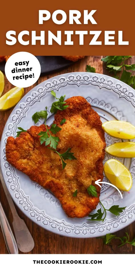 Tenderized Pork Cutlet Recipes, Pork Cutlet Recipes Easy, Schnitzel Recipe Pork, Pork Snitzel, Weiner Schnitzel, Pork Schnitzel Recipe, Pork Medallion Recipes, Pork Cutlet Recipes, Loin Recipes