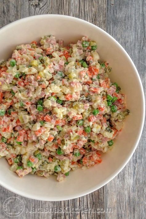 Olivye - Ukrainian Potato Salad Olivye Ukrainian, Slavic Food, Olivier Salad, Eastern European Recipes, Keto Salad, Ukrainian Recipes, Potatoe Salad Recipe, European Food, Idee Pasto Sano