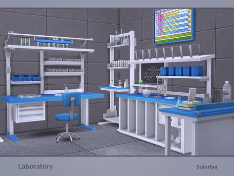 Sims 4. Laboratory. #sims4cc #sims4laboratory Sims 4 Laboratory, Sims 4 Cc School Furniture, Sims 4 Hospital Cc, Sims 4 School Cc, Sims School, Two Desks, Scientist Lab, Mods Sims 4, Lotes The Sims 4