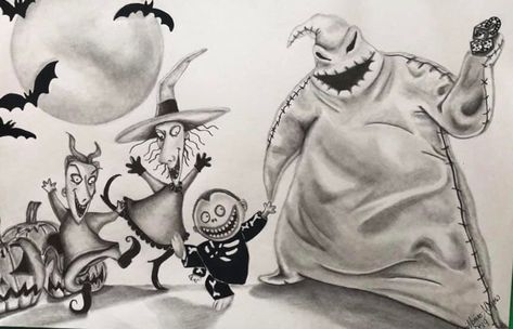 Oogie Boogie Oogie Boogie Drawings, Oogie Boogie Tattoo Ideas, Cute Oogie Boogie, Oogie Boogie Art, Oogie Boogie Drawing, Oogie Boogie Tattoo, Nightmare Before Christmas Quotes, Tattoo Nightmares, Jack Skellington Tattoo