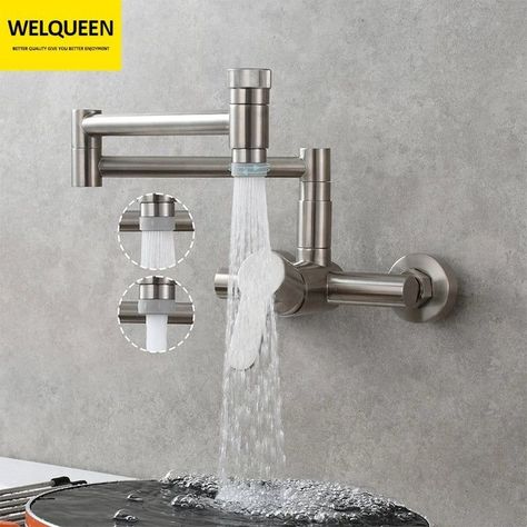 😍 Brass Wall Mounted Kitchen Faucet | Single Handle Folding Kitchen Faucet | Hot and Cold Kitchen Faucet 4 Colors 😍 by WELQUEEN HOME DECOR starting at $150.00 Brass Wall Mounted Kitchen Faucet | Single Handle Folding Kitchen Faucet | Hot and Cold Kitchen Faucet 4 Colors Material: Solid Brass Installation Type: Wall-Mounted Dual Hole Installation Distance: 5.12~6.69 Inch Hole Distance: 5.9 Inch 👉 Find the link in our bio Wall Mounted Kitchen Faucet, Cold Kitchen, Folding Kitchen, Bathroom Items, Brass Wall, Color Chrome, Sell Out, Kitchen Faucet, Oil Rubbed Bronze