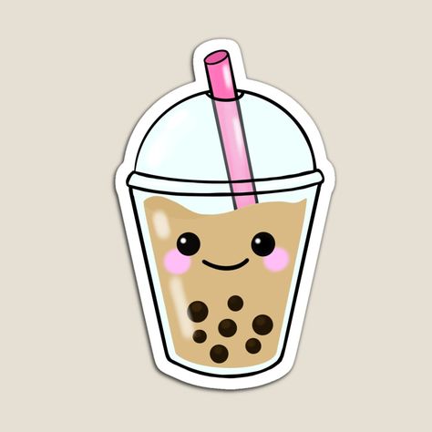 Get my art printed on awesome products. Support me at Redbubble #RBandME: https://www.redbubble.com/i/magnet/Tapioca-Classic-Boba-Milk-Tea-with-Kawaii-Face-by-artbytoshiandco/102337693.TBCTK?asc=u Boba Logo, Kawaii Cafe, Kawaii Coffee, Boba Milk Tea, Boba Milk, Kawaii Faces, Tapioca Pearls, Pink Backdrop, Journal Diy