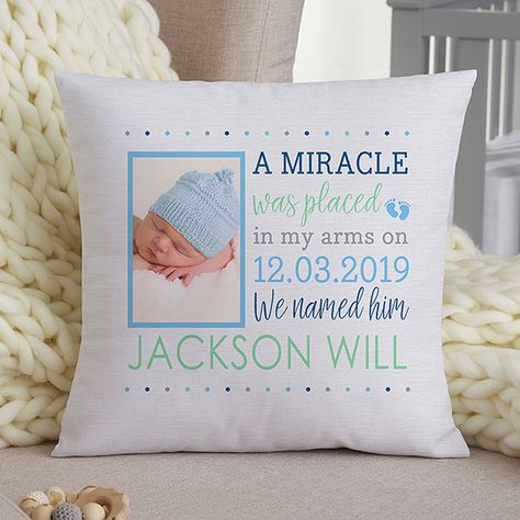 Baby Boy Story Small Photo Keepsake Pillow Shower Baskets, Sublimacion Ideas, Baby Keepsakes, Baby Boy Announcement, Custom Baby Blanket, Birth Details, Photo Pillows, Baby Nursery Furniture, Personalized Baby Blankets