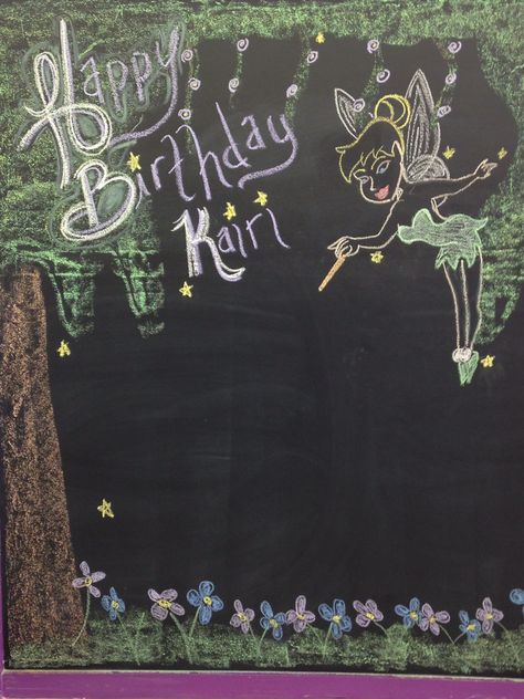 Tinker Bell April Rose, Tinker Bell, Chalkboard Art, Chalk Art, White Board, Chalkboard Quote Art, Chalkboard, First Birthdays, Chalk