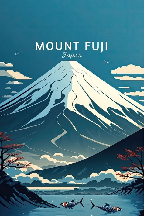 Mount Fuji Aesthetic, Fuji Aesthetic, Roger Broders, Travel Poster Design, Travel Postcard, Retro Travel Poster, Kyushu, Mount Fuji, Travel Wall Art