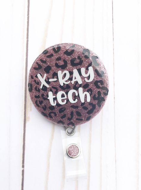 Xray Tech Badge Reel, Xray Technician, Medical Scrubs Outfit, Xray Tech, Scrub Life, Christmas Accessories, Laser Cut Acrylic, Rose Gold Glitter, X Ray