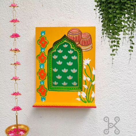 Jharoka Diy, Jarokha Design Diy, Jarokha Art, Jharoka Painting, Jharoka Wall Decor, Jharoka Art, Traditional Props, Jharokha Decor Diy, Jharokha Designs