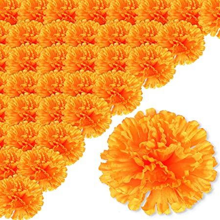 KALNUR 30 Pcs Artificial Marigold Flowers, Marigold Garland, Silk Cloth Marigolds Decoration Set Orange Carnation Flowers Decorations Set - Artificial Marigold FlowersKALNUR 30 Pcs Artificial Marigold Flowers, Marigold Garland, Silk Cloth Marigolds Decoration Set Orange Carnation Flowers Decorations Set… Marigold Decor, Carnation Garland, Diy Slinger, Marigold Garland, How To Make Garland, Day Of The Dead Party, Marigold Flowers, Garland Diy, Floral Swag