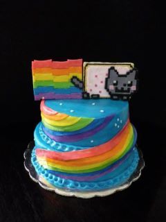 OMGGGGGGG Nyan Cat Costume, Cat Themed Birthday Party, Edible Image Cake Topper, Nyan Nyan, Vintage Cakes, Cat Cosplay, Edible Image Cake, Cat Birthday Party, Cat Halloween Costume