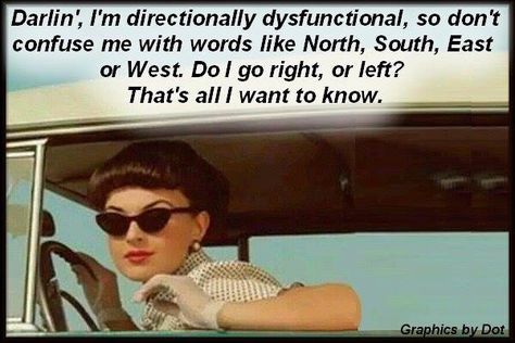 Directionally dysfunctional. Personality Quotes, Road Rage, Funny Picture, Retro Humor, It Goes On, Hell Yeah, E Card, Common Sense, Bones Funny