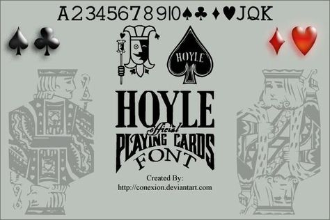 Hoyle Playing Cards font — Created in 2004 by Conexion Playing Card Font, Card Fonts, Girly Fonts, Exposure Photography, Ace Of Spades, I Am Looking, Oracle Decks, Fortune Telling, Playing Card