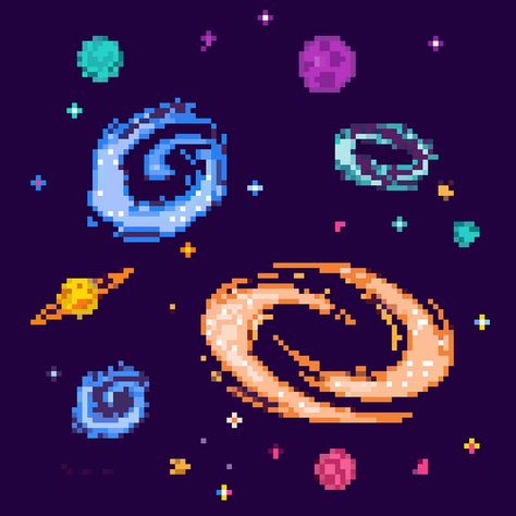 Pixel Space Art, Space Pixel Art, Space Core, Idle Game, Computer Class, 8bit Art, Cool Pixel Art, Space Games, Graph Paper Art