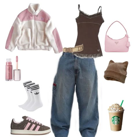 Pink And Brown Nike Shoes, Pink And Brown Adidas Campus, Pink Brown And White Outfit, Adidas Campus Brown Pink, Brown Campus 00s Outfit, Black And Pink Campus 00s Outfit, Brown And Pink Adidas, Pink And Brown Aesthetic Outfit, Pink And Brown Outfit Aesthetic