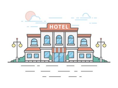 Hotel Hotel Illustration Building, Hotel Clipart, Hotel Graphic Design, Dribbble Illustration, Hotel Drawing, Cafe View, Retro Hotel, Social Media Branding Design, Note Pad Design