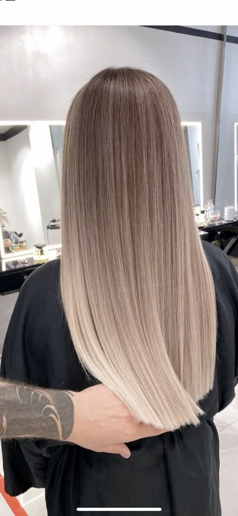 Cool Tone Blonde Hair Balayage, Cool Toned Blonde Hair Balayage Dark Brown, Ask Blonde Balayage, Ash Blonde Hair Ombre, Cool Toned Blonde Hair With Shadow Root, Ash Blonde Balayage Straight Hair, Blondish Brown Hair Balayage, Straight Light Blonde Hair, Ombré Hair Blonde