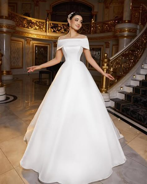 White Ball Dress, White Ball Dresses, Classic Wedding Gown, Combination Dresses, Simple Wedding Gowns, Satin Bridal Gowns, Wedding Dress Elegant, Dresses Simple, Gorgeous Wedding Dress