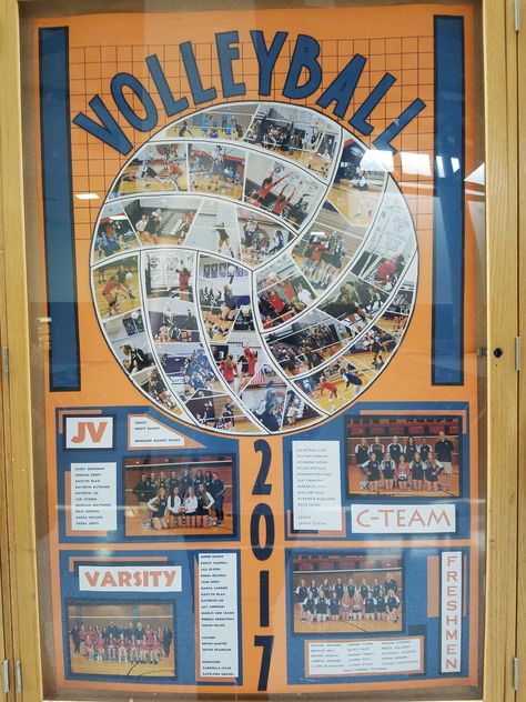 High school volleyball teams’ bulletin board - C team, JV, Varsity Sports Team Bulletin Board Ideas, Athletics Bulletin Board, Athletic Bulletin Boards High Schools, Volleyball Board Ideas, Senior Volleyball Board Ideas, Volleyball Yearbook Page Ideas, Senior Board Ideas Sports Volleyball, Senior Board Ideas Volleyball, Volleyball Senior Board