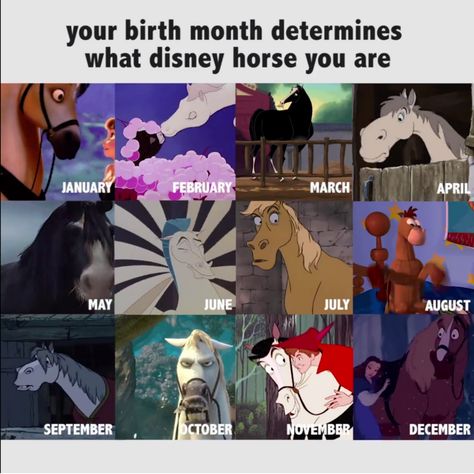 Taking it a step further: do you know the name of the horse for your birth month without looking it up? Your Month Your Character, Disney Character Names, Disney Horses, Your Birth Month Your, Naruto Minato, Funny Horses, Horse Names, Disney Character, Your Character