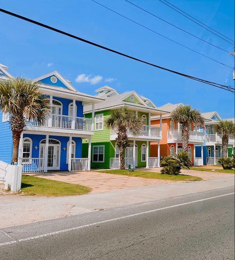 Colorful Beach House Exterior, Beach House Exterior Colors, Colorful Beach House, Retro Beach House, Panama City Beach Florida, Beach House Exterior, Beach Shack, House Paint Exterior, Exterior House Colors